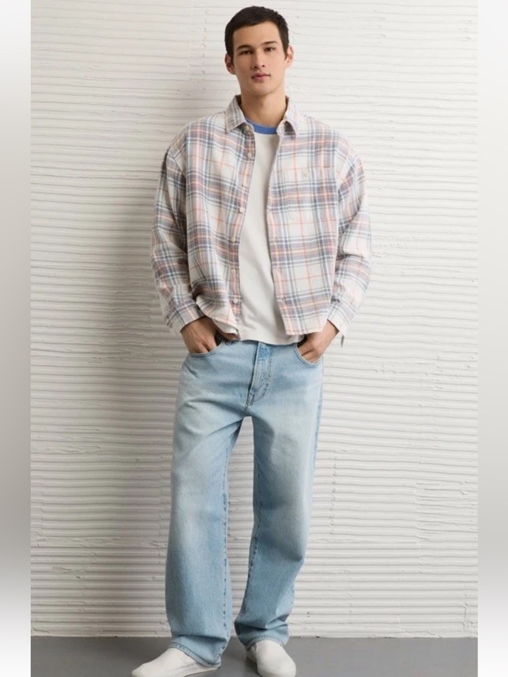 New With Tags American Eagle Plaid Flannel Shirt Size Large